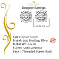 King of Bling's Aretes Para Hombre 925 Yellow Silver 2.82ct Cubic Zirconia Round Women's Earring KING OF BLINGS