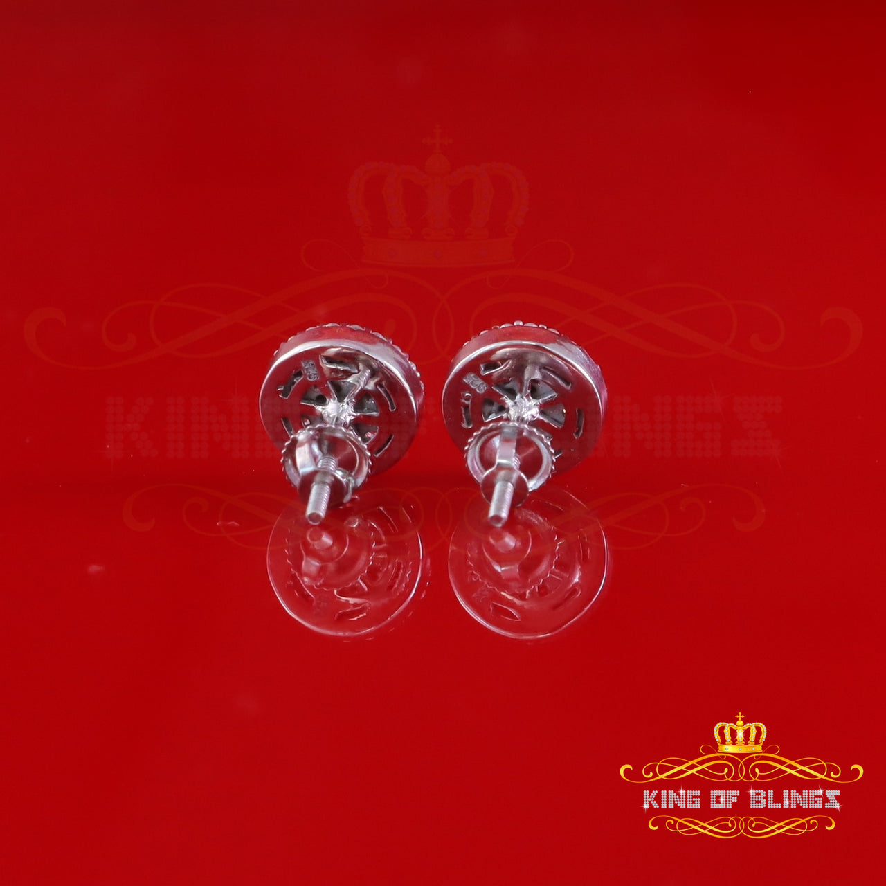 King of Bling's New 0.66ct VVS 'D' Moissanite Men's/Womens 925 Silver White FLoral Stud Earrings KING OF BLINGS