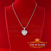 King Of Bling's Real 0.33ct Diamond Sterling Silver HEART Charm Fashion Necklace Pendant White KING OF BLINGS