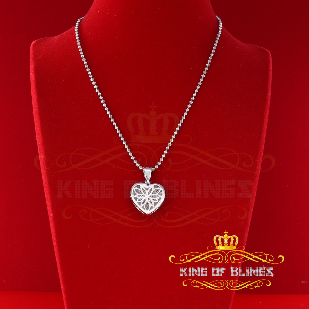 King Of Bling's Real 0.33ct Diamond Sterling Silver HEART Charm Fashion Necklace Pendant White KING OF BLINGS