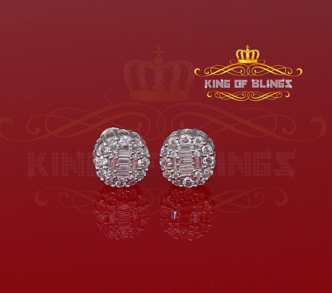 King of Blings- Aretes Para Hombre 925 White Silver 1.98ct Cubic Zirconia Round Women's Earrings KING OF BLINGS