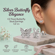 King of Bling's Women's 0.17ct Cubic Zirconia Butterfly Stud Earrings White 925 Sterling Silver KING OF BLINGS