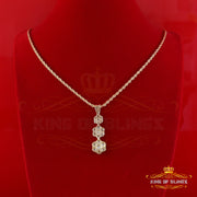 King Of Bling's Yellow Charm Fashion Tripple Floral Pendant Real 0.25ct Diamond Sterling Silver KING OF BLINGS