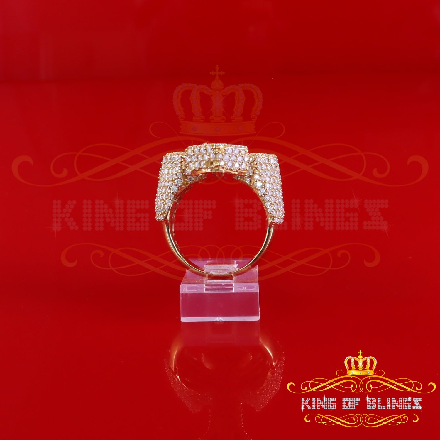 King of Bling's New Yellow Cross Rings Size 10 Men's 925 Sterling Silver 6.0ct VVS D Moissanite King of Blings