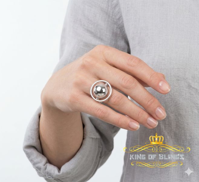 KING OF BLINGSWomen's White 925 Sterling Silver Solid Ball Ring Style SZ 7
