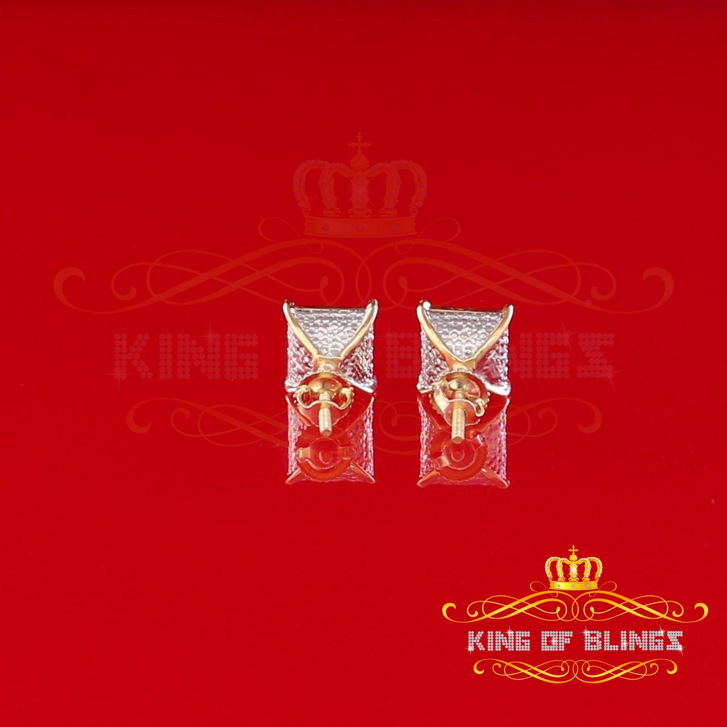 King of Blings-0.20ct Diamond Collection Yellow 925 Sterling Silver Women & Men Square Earrings KING OF BLINGS