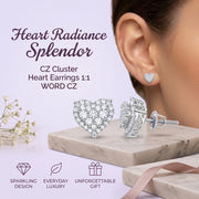 King of Bling's 1.18ct Cubic Zirconia 925 White Sterling Silver Women's Hip Hop Heart Earrings KING OF BLINGS