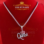 King Of Bling's QUEEN with CROWN BELL White Pendant 2.00ct Real Moissanite 925 Sterling Silver KING OF BLINGS