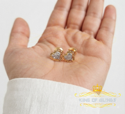 King of Blings-Aretes Para Hombre Heart 925 Yellow Silver 0.05ct Diamond Women & Men Earring KING OF BLINGS