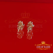 King Of Bling's 925 Yellow Sterling Silver 0.15ct Diamond Stud Women's & Men's Hamsha Earrings KING OF BLINGS