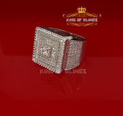 6.30ct Cubic Zirconia White Silver Square Men's Adjustable Ring From SZ 10 to 12 KING OF BLINGS