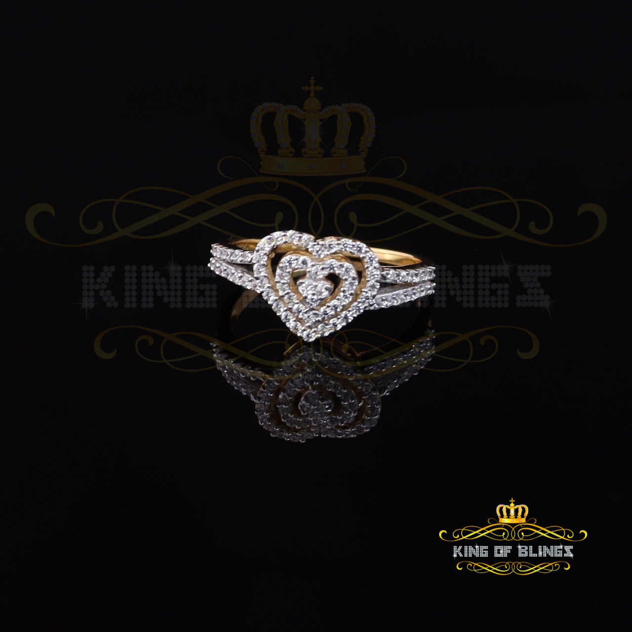 King Of Bling's 925 Silver 0.63ct Shiny Cubic Zirconia Promise Yellow Heart Womens Ring Size 7 KING OF BLINGS