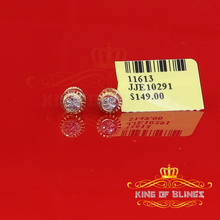 King of Blings-925 Sterling Silver 0.05ct Diamond For Women's Yellow Stud Round style Earrings KING OF BLINGS