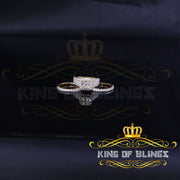 King Of Bling's 925 Sterling Yellow Square 2.08ct Cubic Zirconia Silver Bridal Ring size 6 KING OF BLINGS