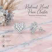 King of Bling's Aretes Para Hombre 925 White Silver 1.64ct Cubic Zirconia Heart Women's Earrings KING OF BLINGS
