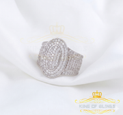 King Of Bling's925 Sterling Silver White 7.50ct Cubic Zirconia Oval Men's Big Ring Size 9 KING OF BLINGS
