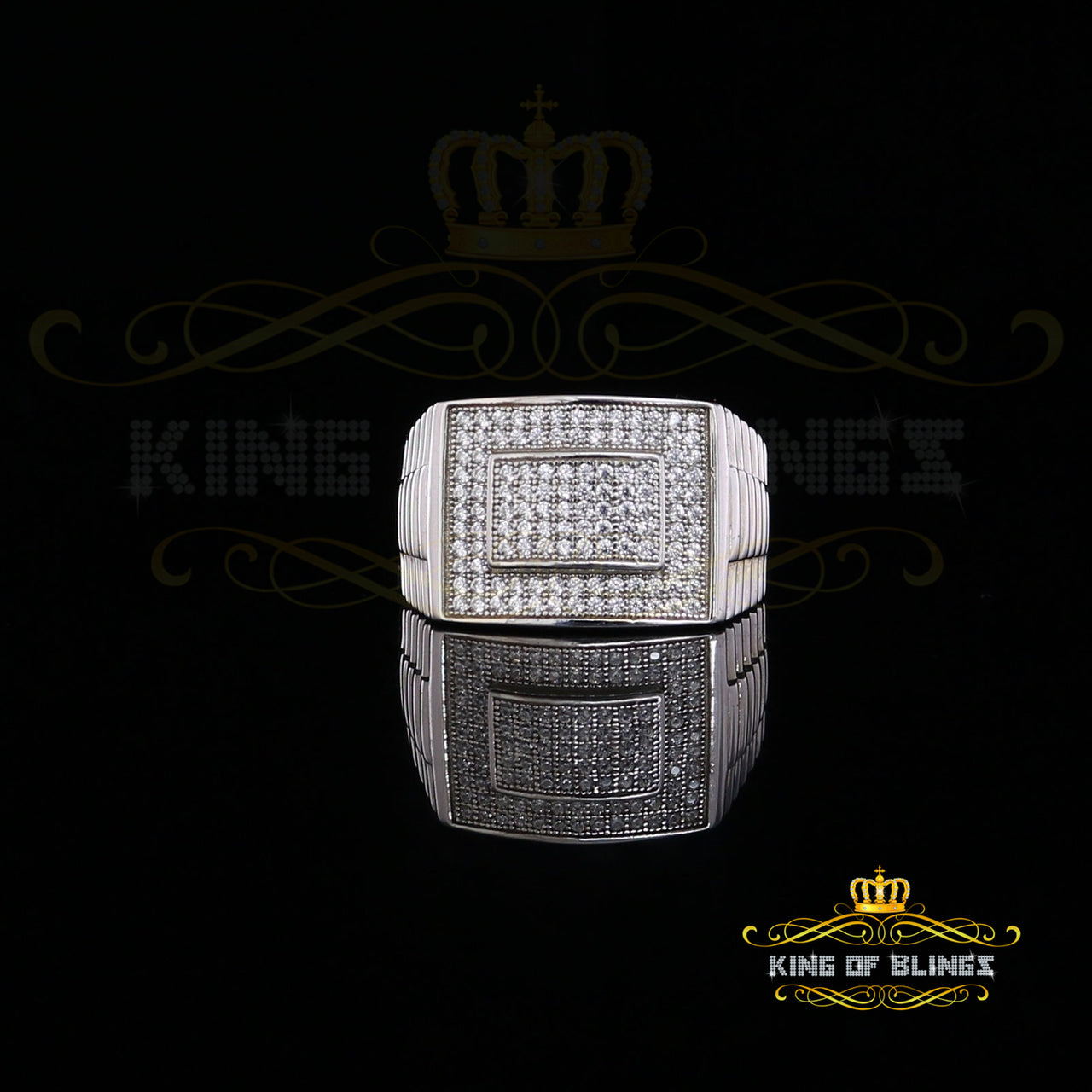 925 Sterling White Silver Square 1.20ct Cubic Zirconia Men's Ring Big Size10 KING OF BLINGS