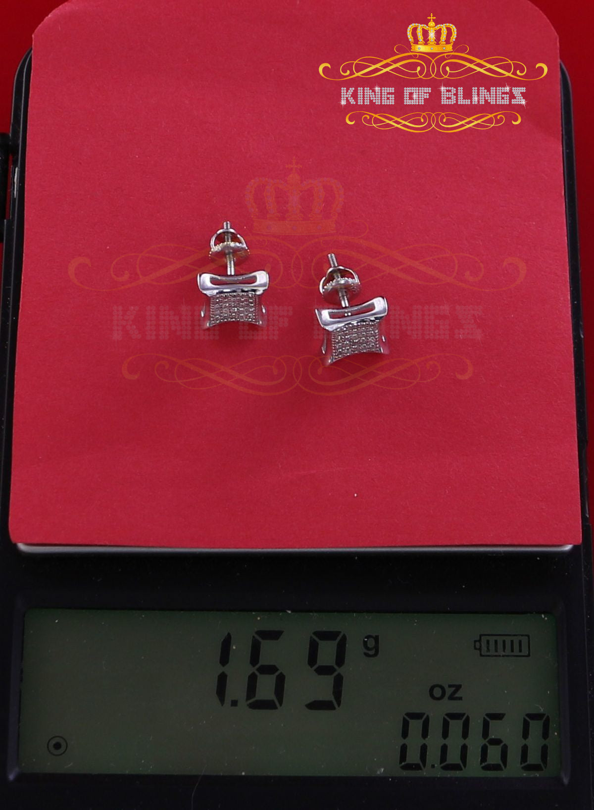 King Of Bling's 925 Sterling Silver 0.15ct Small Diamond For Women's & Men's White Kite Earring KING OF BLINGS