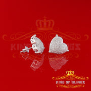King Of Bling's Aretes Para Hombre 925 White Silver 0.25ct Diamond Women's /Men's Heart Earring KING OF BLINGS