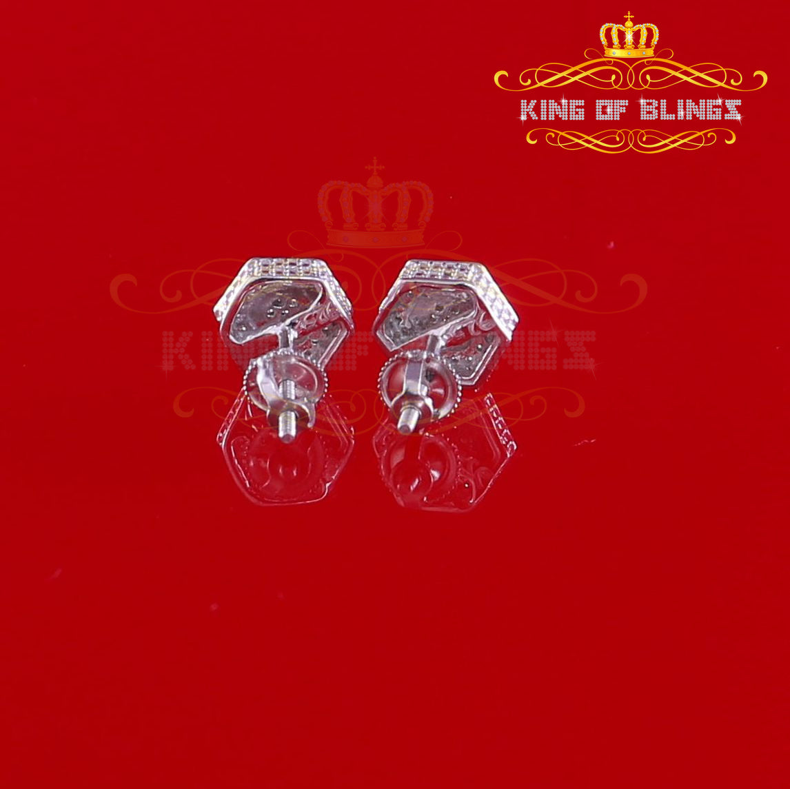 King Of Bling's 0.10ct Diamond 925 Sterling Silver Hip Hop White Stud Earring For Men / Women KING OF BLINGS