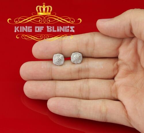 King of Bling's 925 Sterling White Silver 0.25ct Diamond For Women's/ Men's Circle Stud Earrings KING OF BLINGS