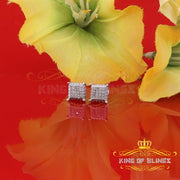 King Of Bling's 0.10ct Diamond Aretes Para Hombre 925 Silver Women & Men White Square Earring KING OF BLINGS