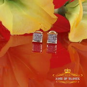 King Of Bling's 925 Sterling Silver 0.05ct Genuine Diamond Women's & Men's Yellow Square Earring KING OF BLINGS