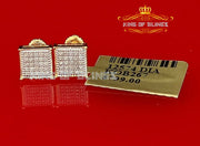 King Of Bling's Real 10k Yellow Gold with 0.15CT Real Diamonds Men's/Women's Square Stud Earring KING OF BLINGS
