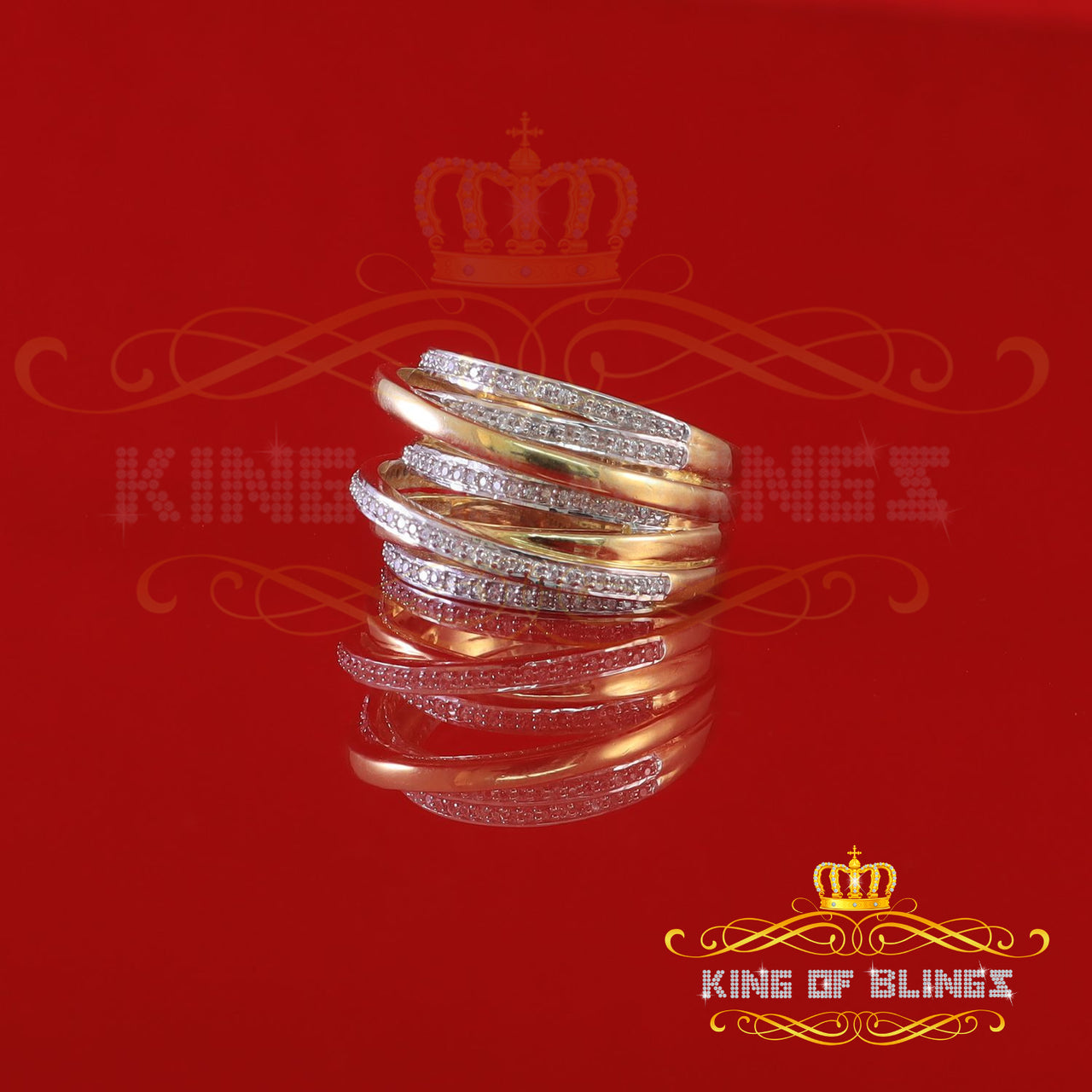 King Of Bling's 1.50 ct 925 Sterling Yellow Silver Cubic Zirconia Cocktail Womens Ring Size 9.5
