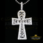 Beautiful 925 sterling White Silver Cross Pendant with 4.32ct Cubic Zirconia KING OF BLINGS