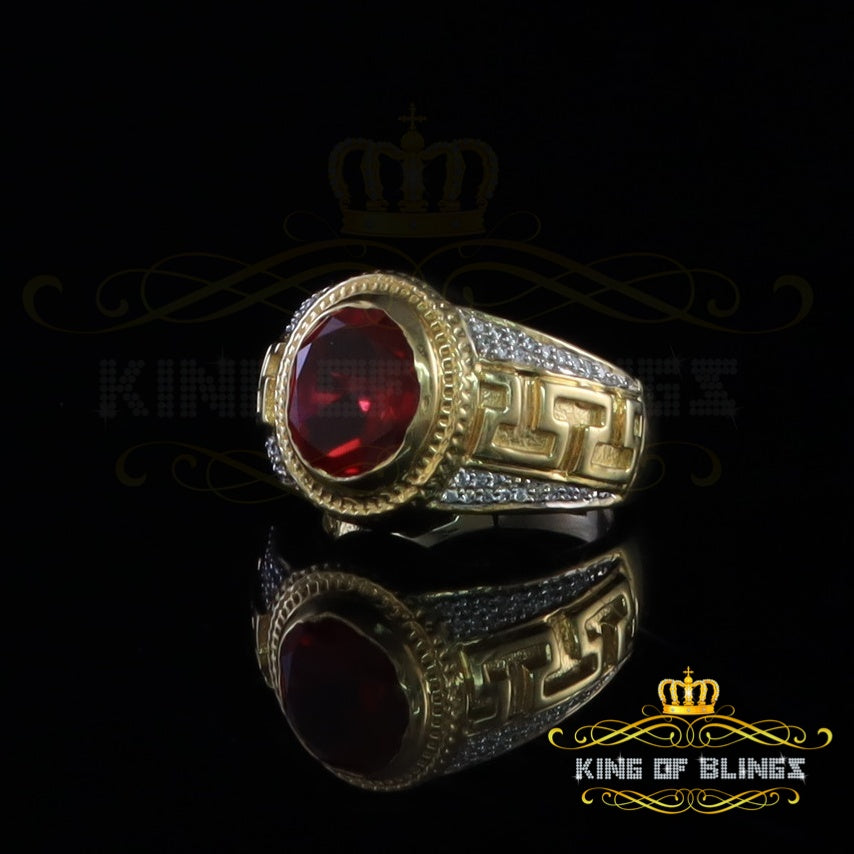 King Of Bling's 8.10ct Yellow Silver Oval Cubic Zirconia Men's Adjustable Ring From SZ 9 to 11