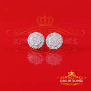 King of Bling's Men's/Womens Silver Yellow 0.50ct VVS 'D' Moissanite 2 Round Earrings KING OF BLINGS
