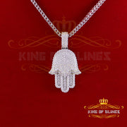 King Of Bling's Charm Hamsa Pendant 3.0ct VVS D Moissanite White Sterling Silver Men's & Women's KING OF BLINGS