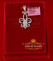 Yellow 925 Sterling Silver Fleur de Lis Pendant with 0.69ct Cubic Zirconia Stone KING OF BLINGS