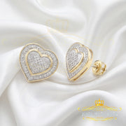 King Of Bling's Aretes Para Hombre Heart 925 Yellow Silver 0.33ct Diamond Women's Style Earrings KING OF BLINGS