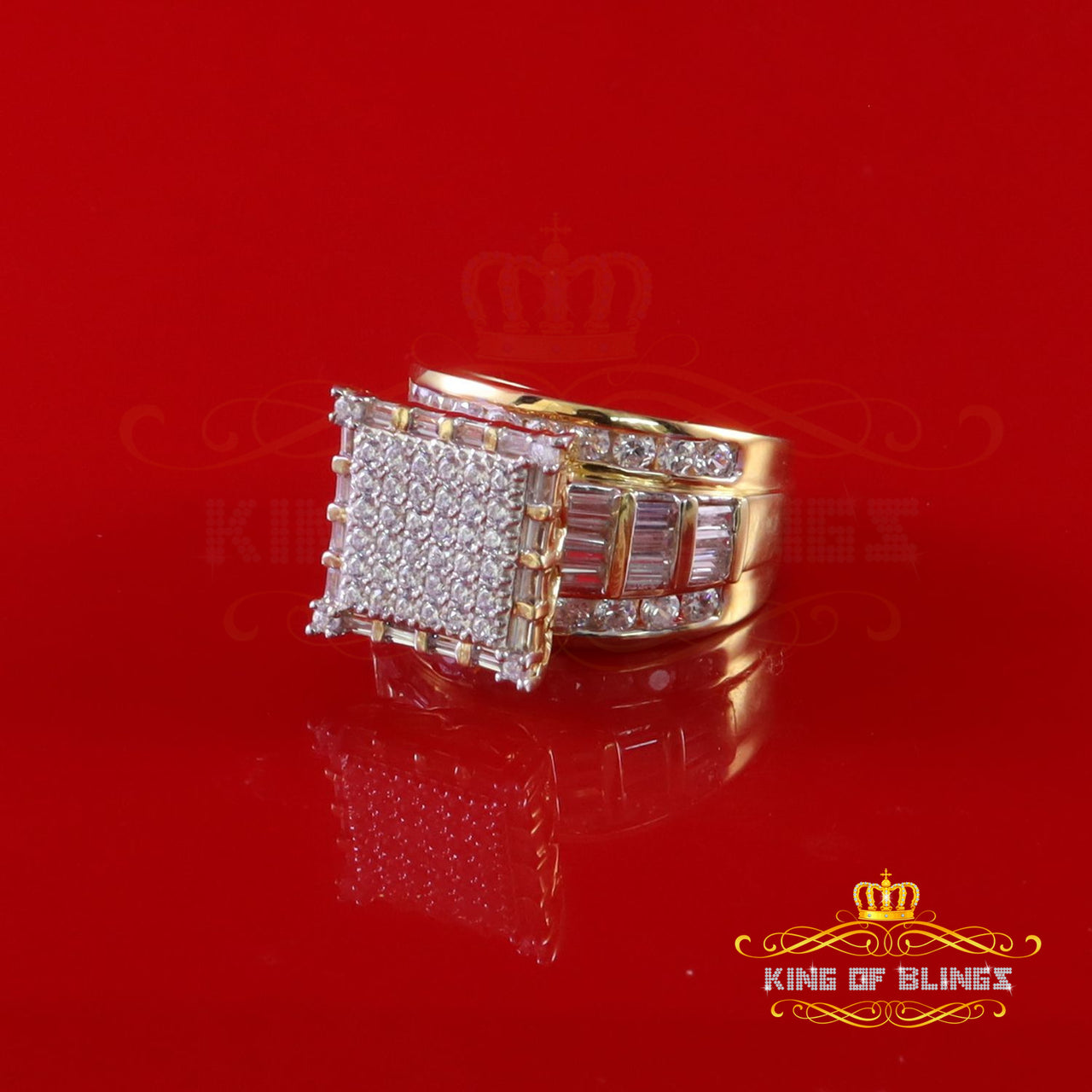 King Of Bling's Womens 6.04CT Yellow Cubic Zirconia Silver Fashion Ring Size 8