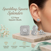 King of Bling's White 925 Silver 0.81ct Cubic Zirconia Women's & Men's Hip Hop Square Earrings KING OF BLINGS