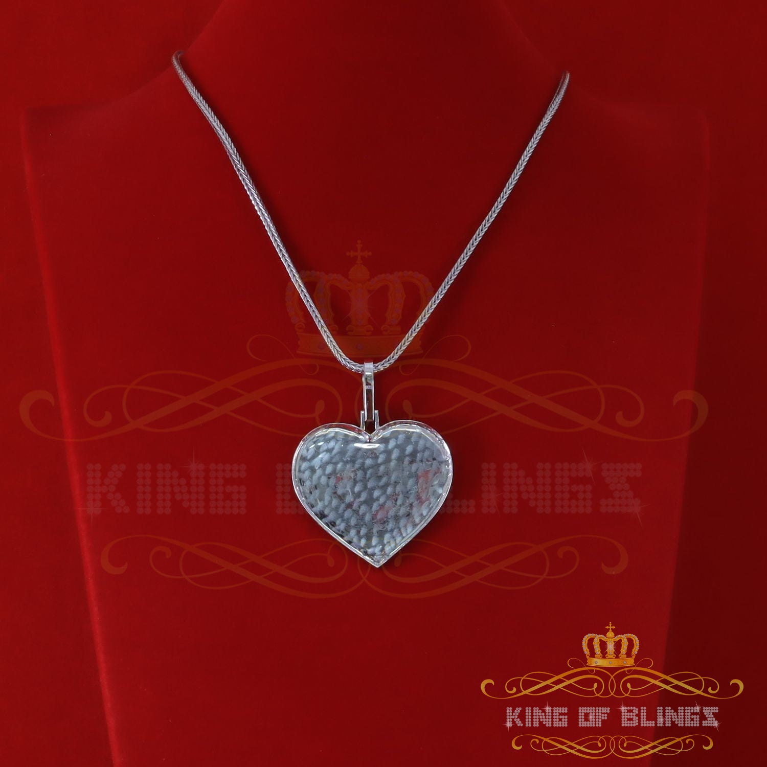 King of Bling's White 925 Sterling Silver Pendant Charming Necklace as 19.21ct Cubic Zirconia KING OF BLINGS