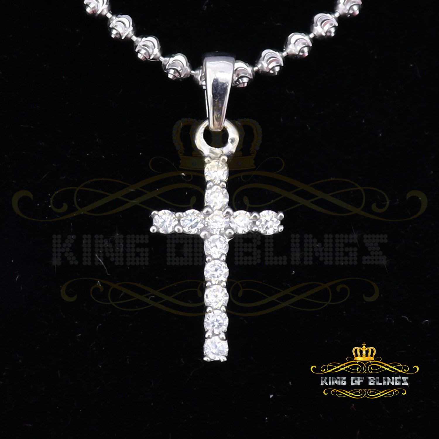 Promise White CROSS Shape Pendant Sterling Silver 0.48ct Cubic Zirconia Stone KING OF BLINGS