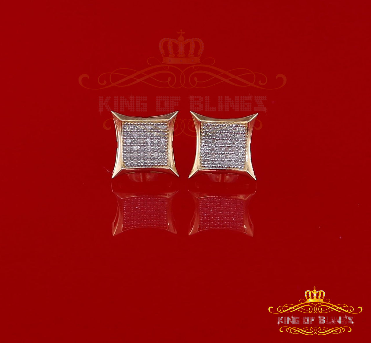 King of Blings-0.20ct Diamond 925 Sterling Silver Yellow Kite Earrings For Men's / Women's