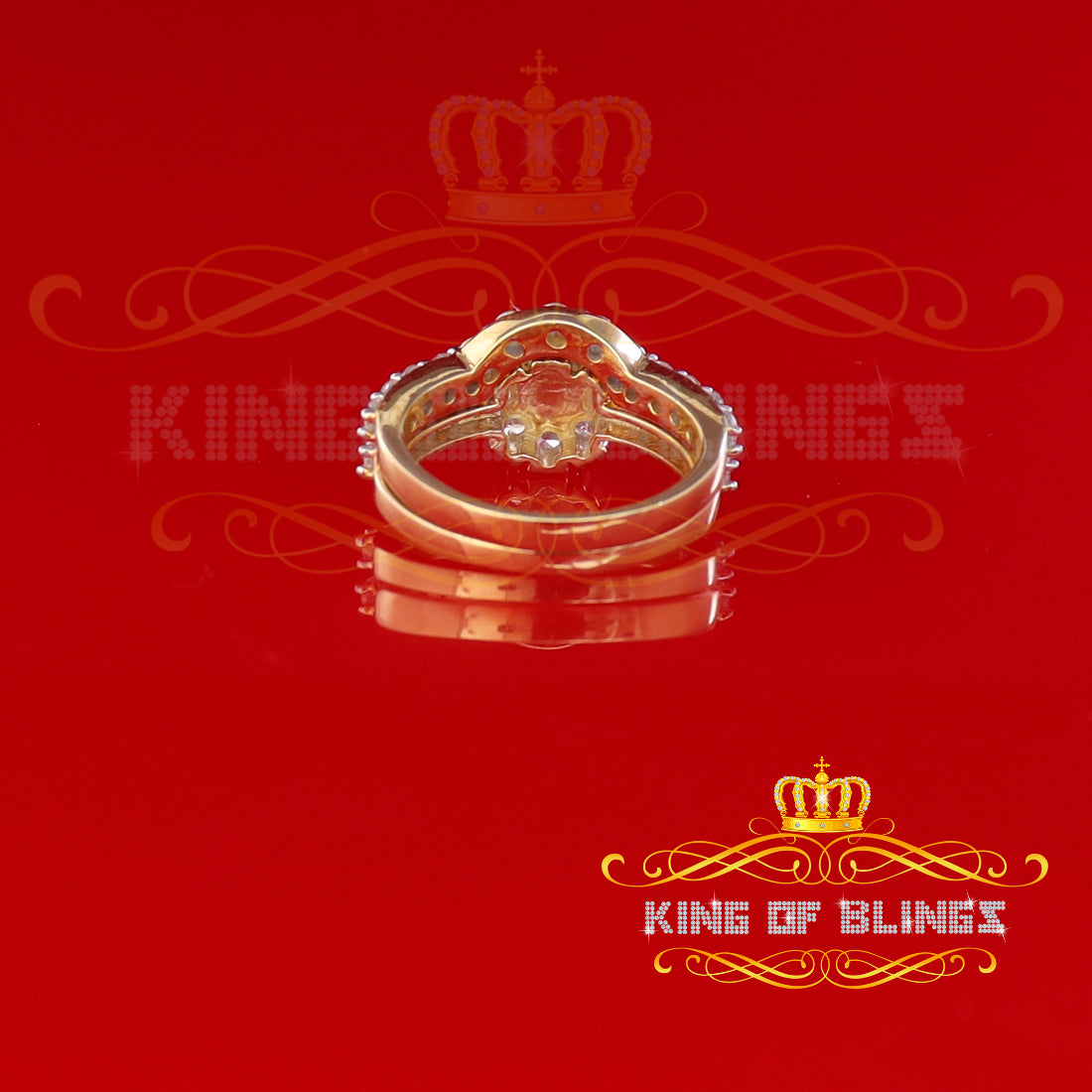 King Of Bling's 925 Sterling Yellow Silver Round 5.25ct Cubic Zirconia Women's Ring Size 6.5 KING OF BLINGS