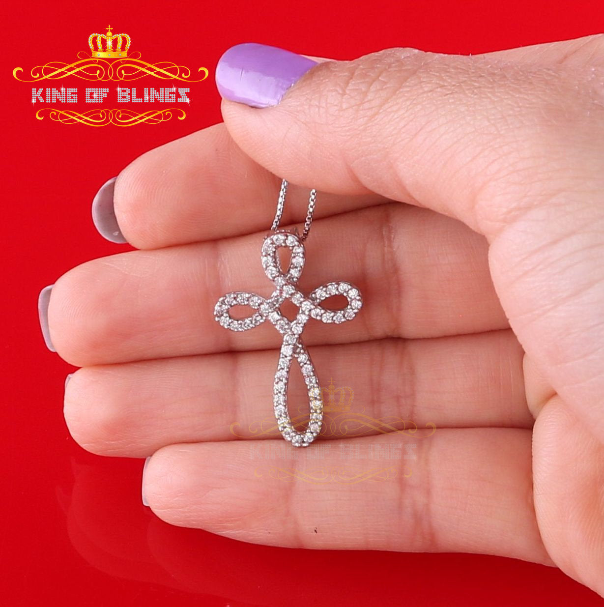 King Of Bling's White Charming Necklace 925 Sterling Silver Pendant with 3.41ct Cubic Zirconia