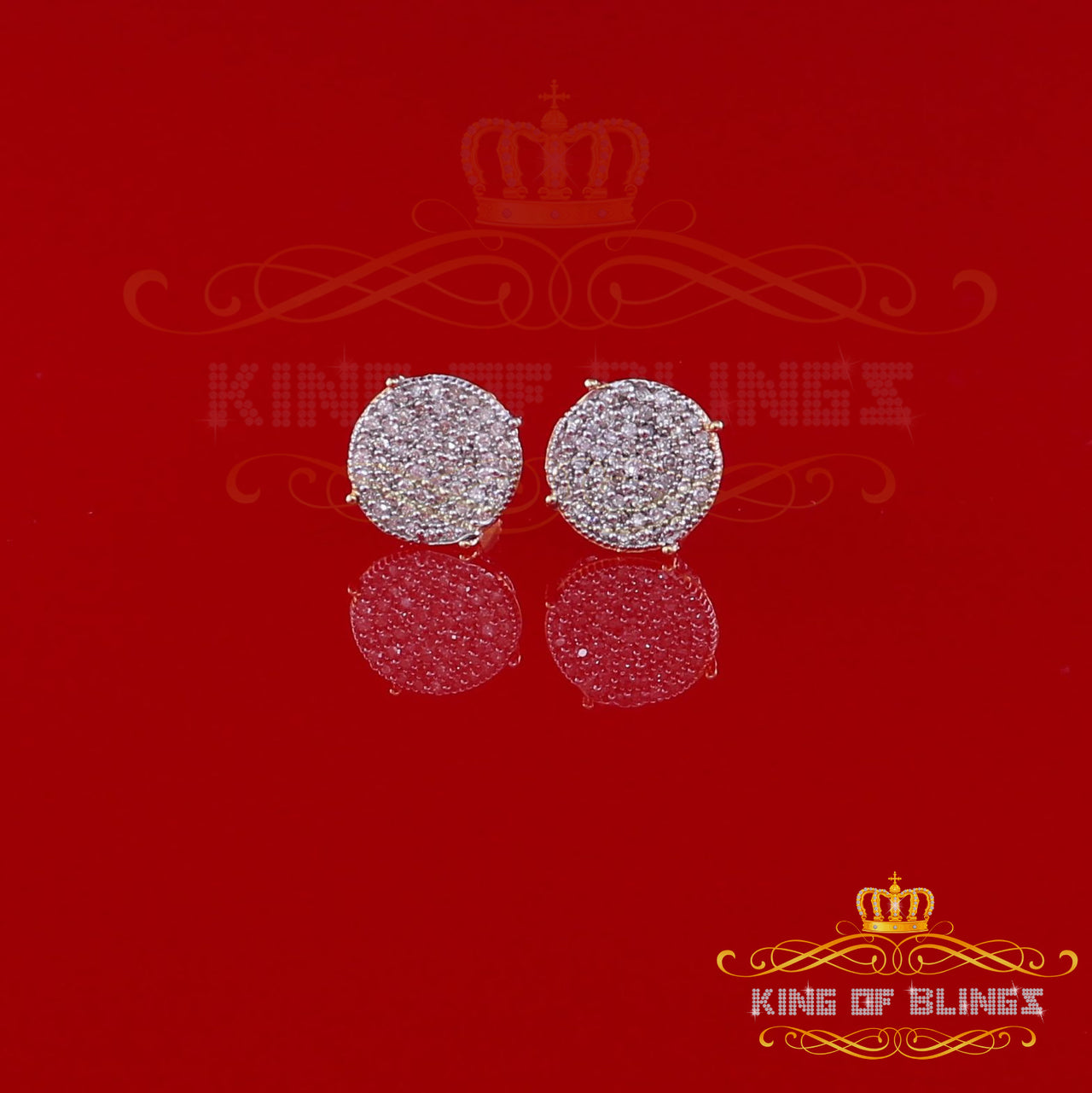 King Of Bling's 10K Real Yellow Gold Real Diamond 0.30CT Men's/Women's Round Stud Micro Earring