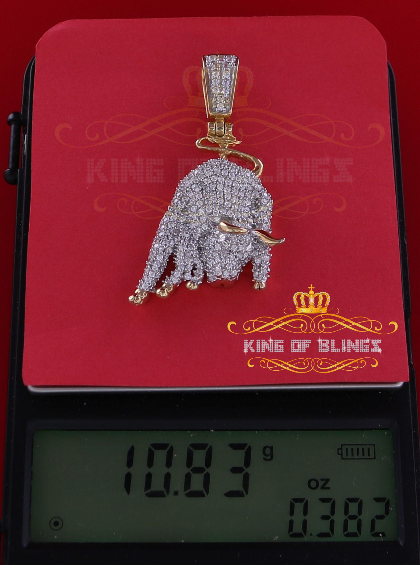 Yellow 925 Sterling Silver Fashion OX Necklance Pendant 3.32ct Cubic Zirconia KING OF BLINGS