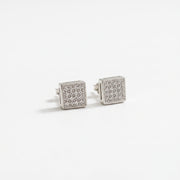 King Of Bling's 0.10ct Micro Pave 925 White Silver Diamond Square Earring For Men's & Women's KING OF BLINGS