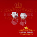 King of Blings- 925 White Sterling Silver 0.58ct Cubic Zirconia Women's Hip Hop Flower Earrings KING OF BLINGS
