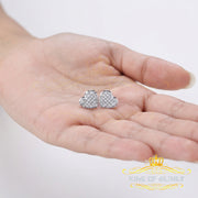 King Of Bling's 925 Sterling Silver 0.10ct Diamond Heart Earrings For Women White Stud For Men KING OF BLINGS
