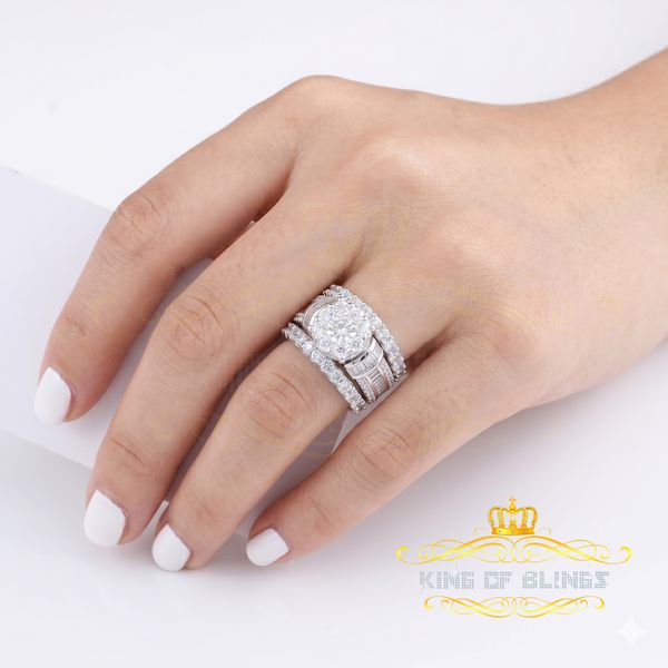 King Of Bling's925 Sterling Silver Round Cubic Zirconia 11.50ct Bridal White Womens Ring Size 9 KING OF BLINGS