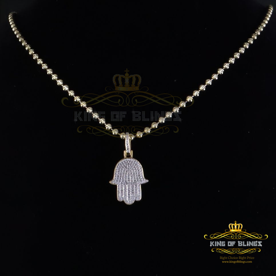 King Of Bling's Real 0.33ct Diamond 925 Sterling Silver HAMSA Charm Necklace Pendant in Yellow KING OF BLINGS