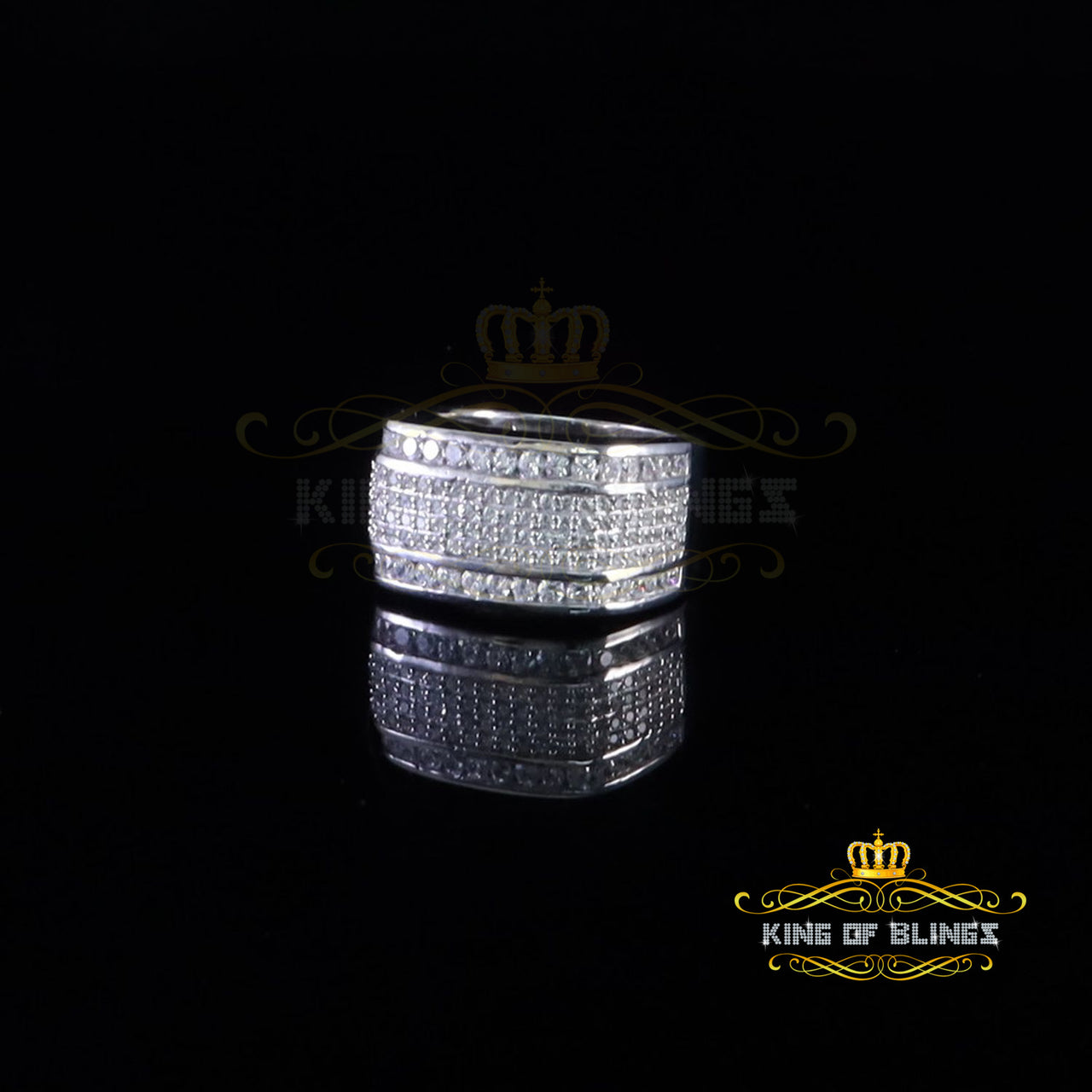 King Of Bling's925 Sterling Silver White 5.50ct Cubic Zirconia Wide Band Men's Ring Size 10